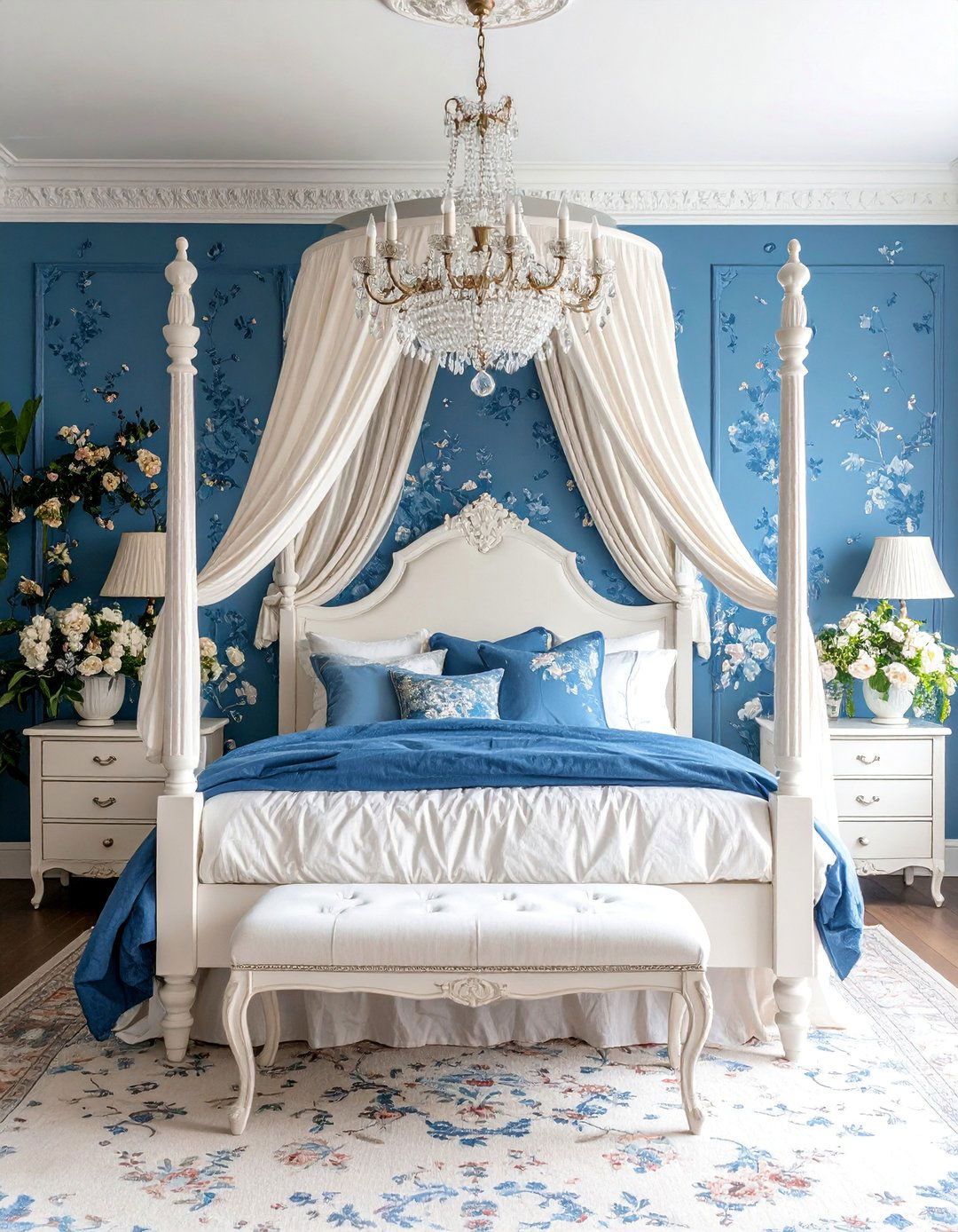 Romantic Blue Toile Bedroom Suite - 25 Blue and White Decor Ideas