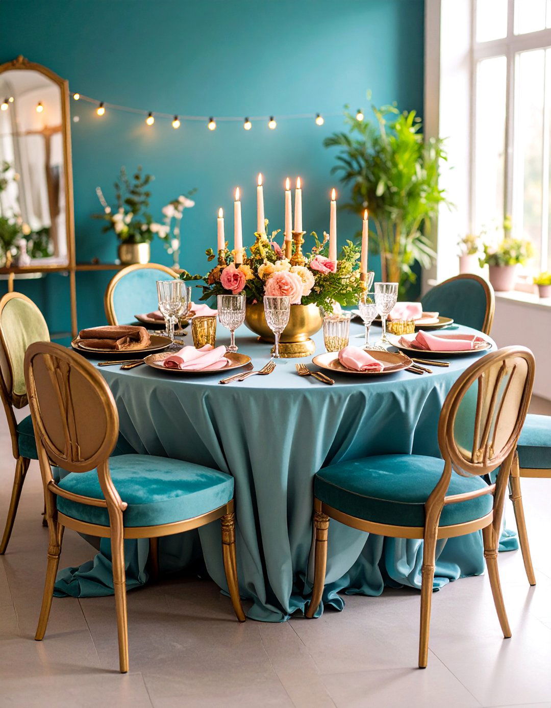 Romantic Candlelit Round Table with Soft Lighting - 25 Round Table Decor Ideas