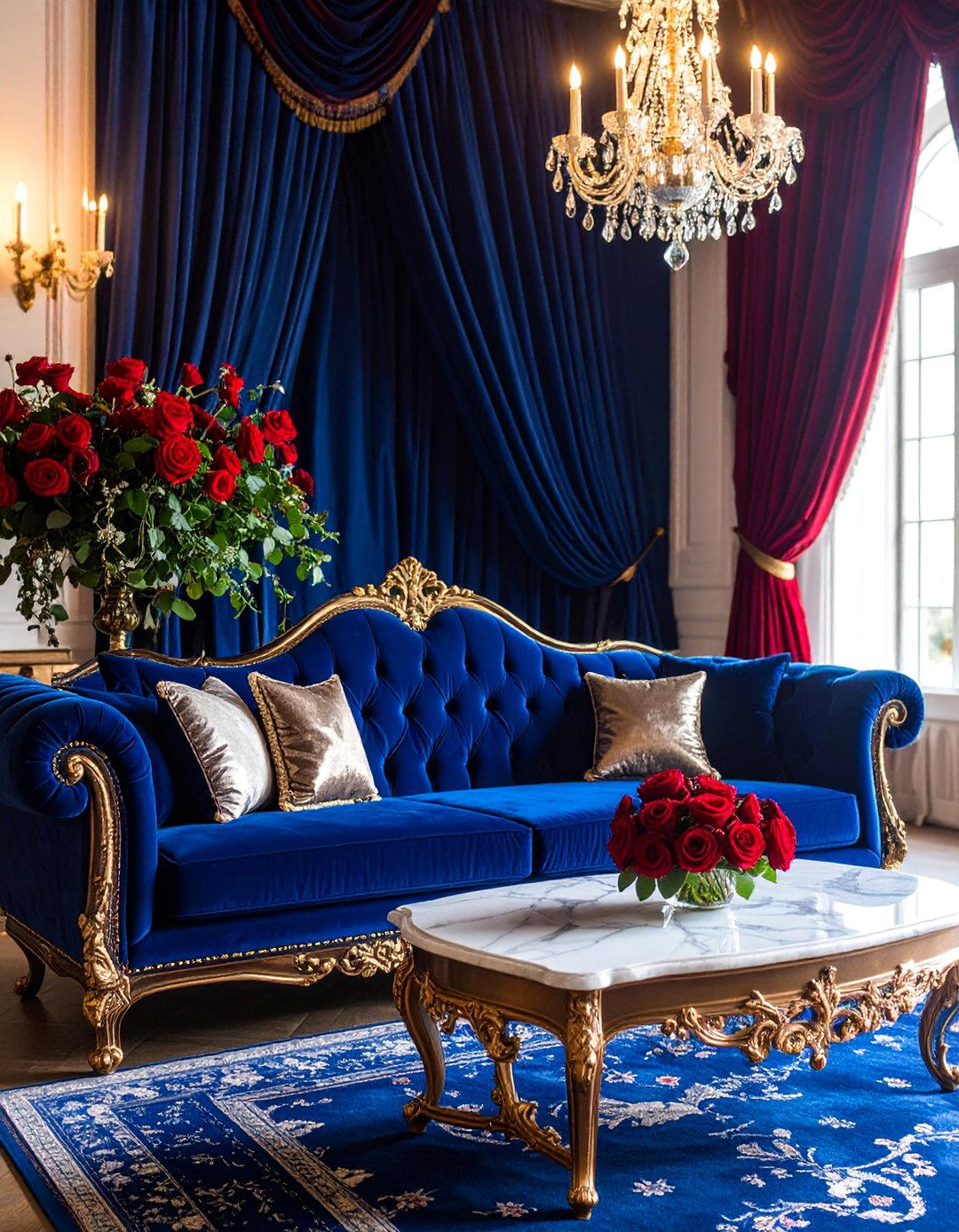 Romantic Castle Living Room with Velvet Luxuries - 25 Castle Living Room Ideas