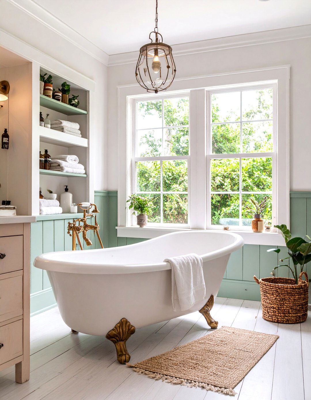 Romantic Cottagecore Bathroom with Clawfoot Tub and Vintage Fixtures - 25 Cottagecore Interior Design Ideas