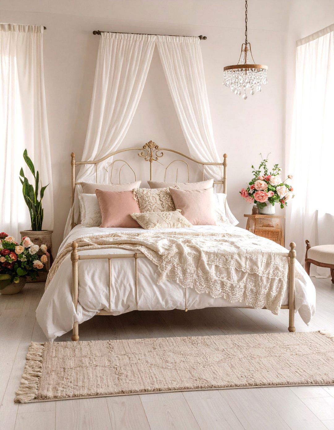 Romantic Country Bedroom with Lace Accents - 25 Country Bedroom Ideas