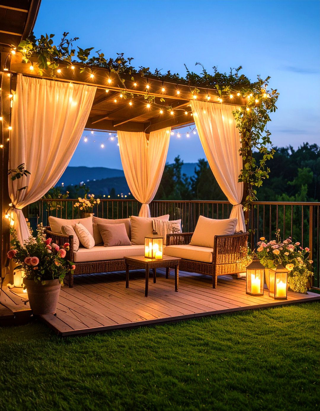 Romantic Evening Artificial Grass Retreat - 25 Artificial Grass Balcony Design
