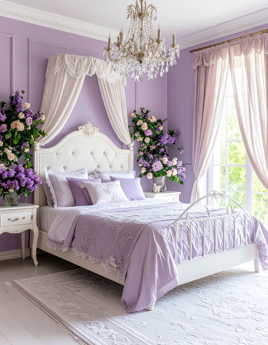 Romantic Lilac Bedroom with Vintage Elements - 25 Lilac Bedroom Ideas