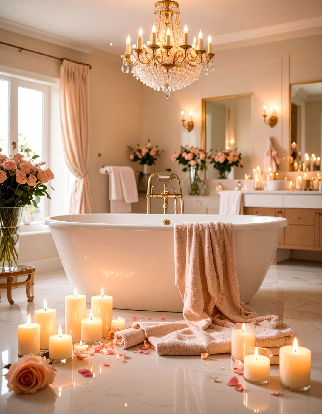 Romantic Master Bath with Soft Lighting - 25 Bathroom Staging Ideas
