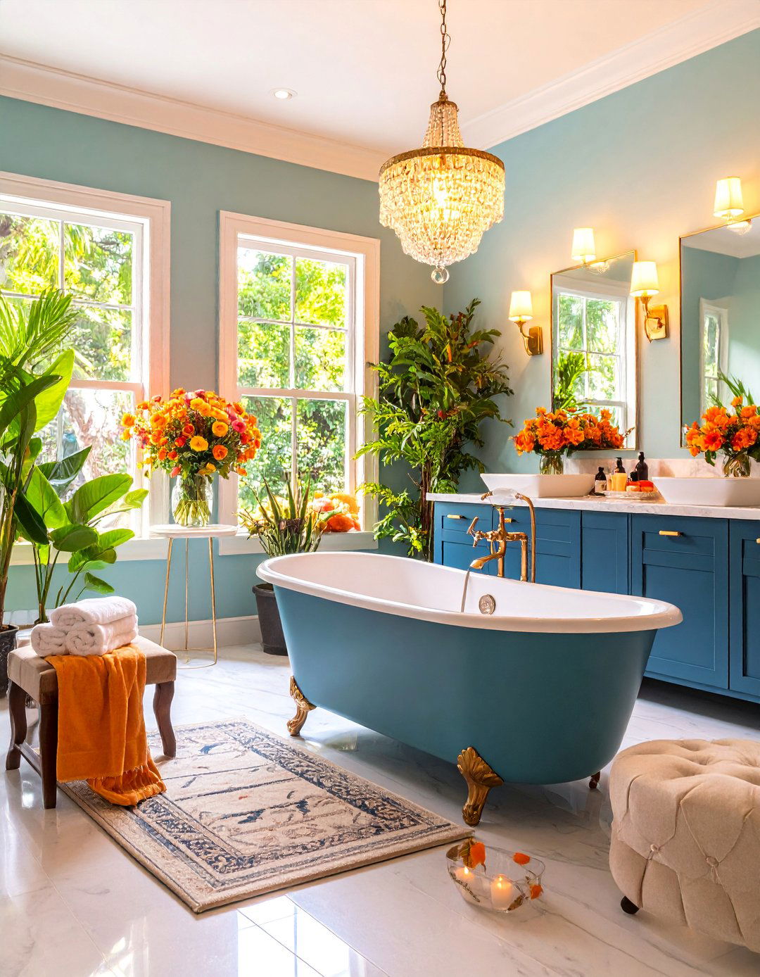 Romantic Master Bathroom with Vintage Fixtures - 25 Nancy Meyers Interior Design Ideas