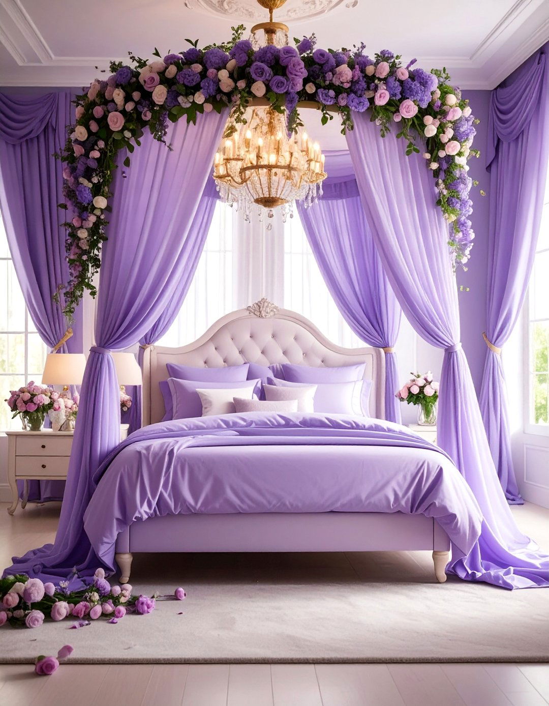 Romantic Periwinkle Bedroom with Canopy Bed - 25 Periwinkle Bedroom Ideas