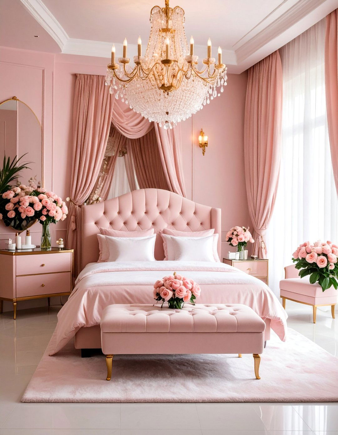 Romantic Pink Facial Room with Feminine Glamour - 25 Facial Room Ideas