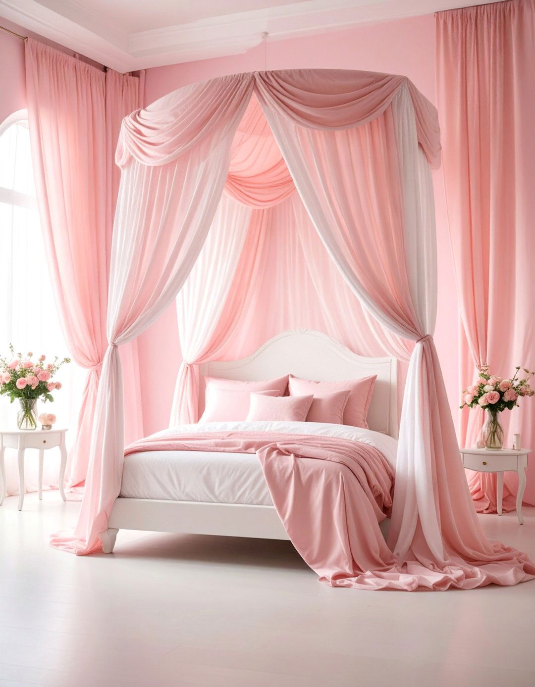 Romantic Pink and White Canopy Bedroom - 25 Pink and White Bedroom Ideas