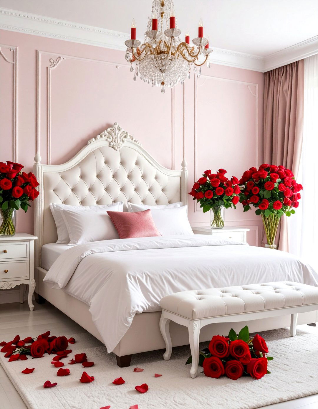 Romantic Red Rose Garden Bedroom - 25 Red Bedroom Ideas