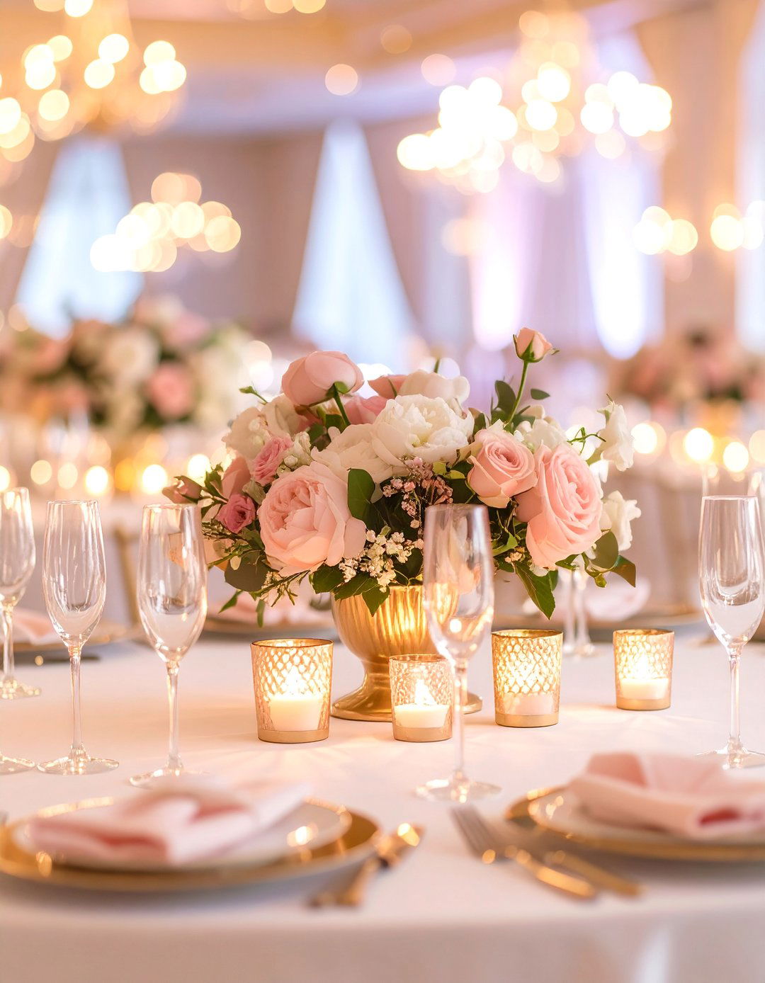 Romantic Soft Pink and Cream Dreamscape - 25 Bud Vase Wedding Centerpiece Ideas