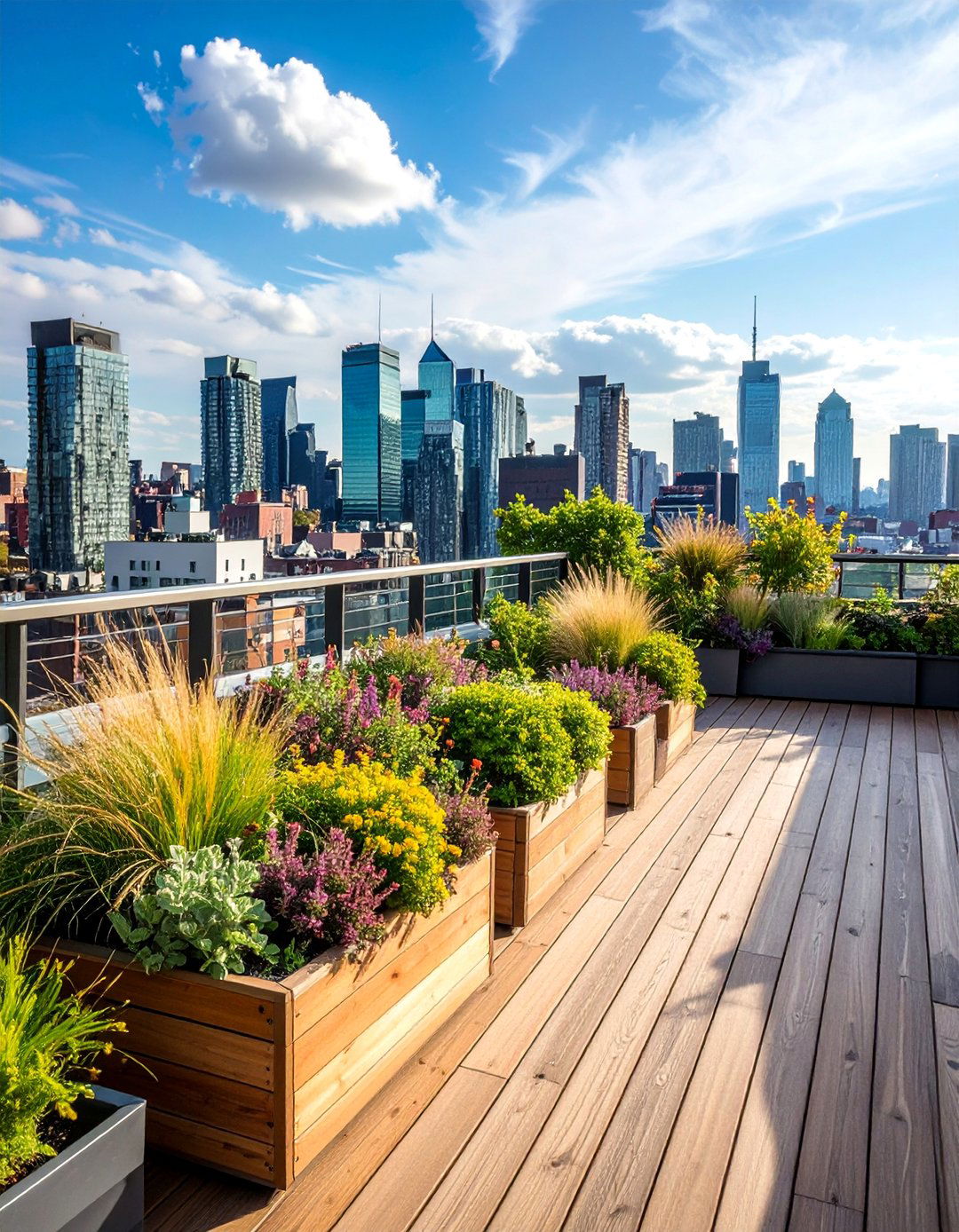 Rooftop Deck with Wind Resistant Plant Selections - 25 Deck Decorating Ideas With Plant