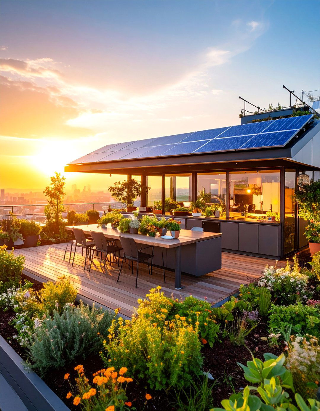 Rooftop Kitchen with Solar Integration and Sustainable Features - 25 Rooftop Kitchen Ideas