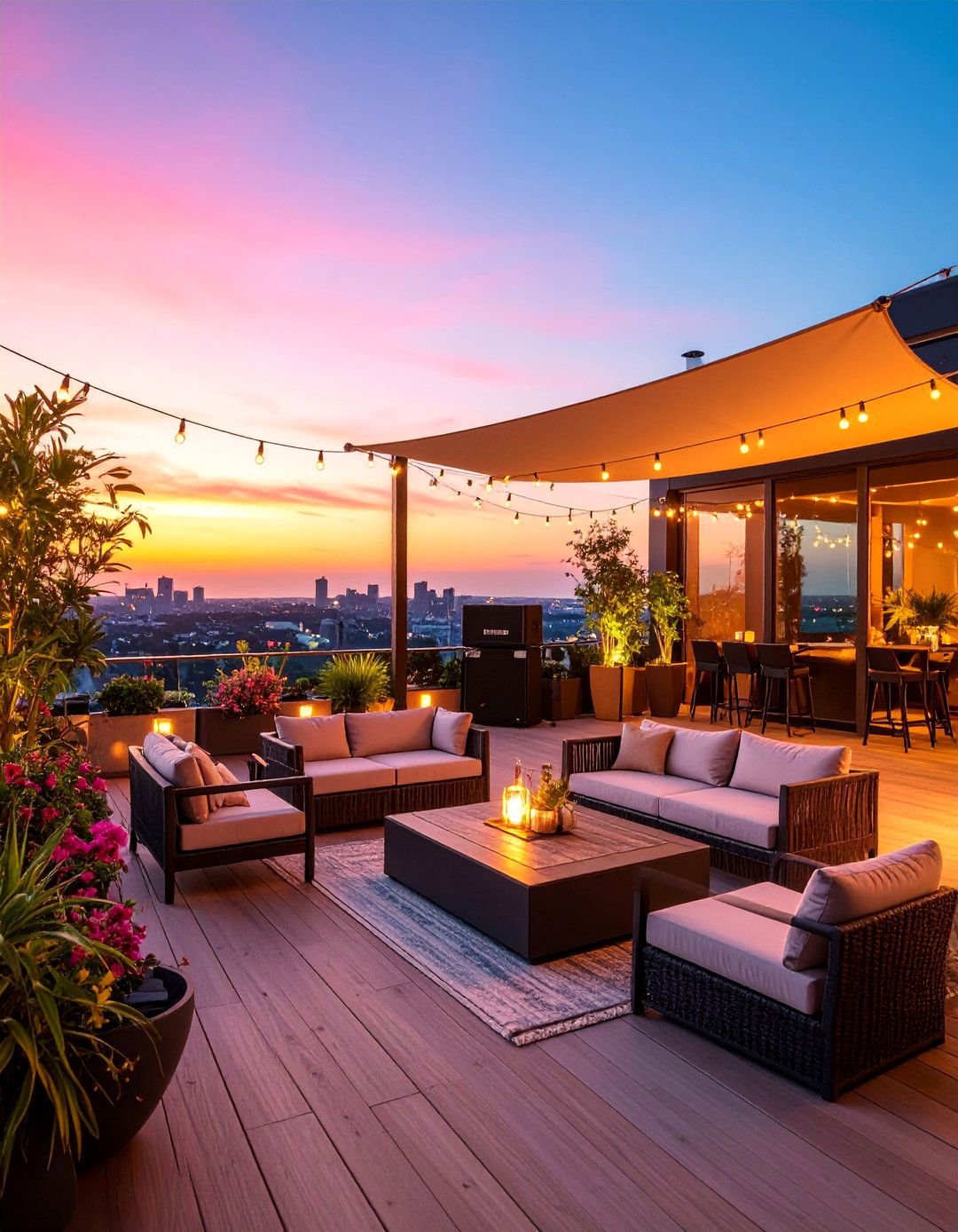 Rooftop Music Terrace with City Views and Weather Protection - 25 Music Room Ideas