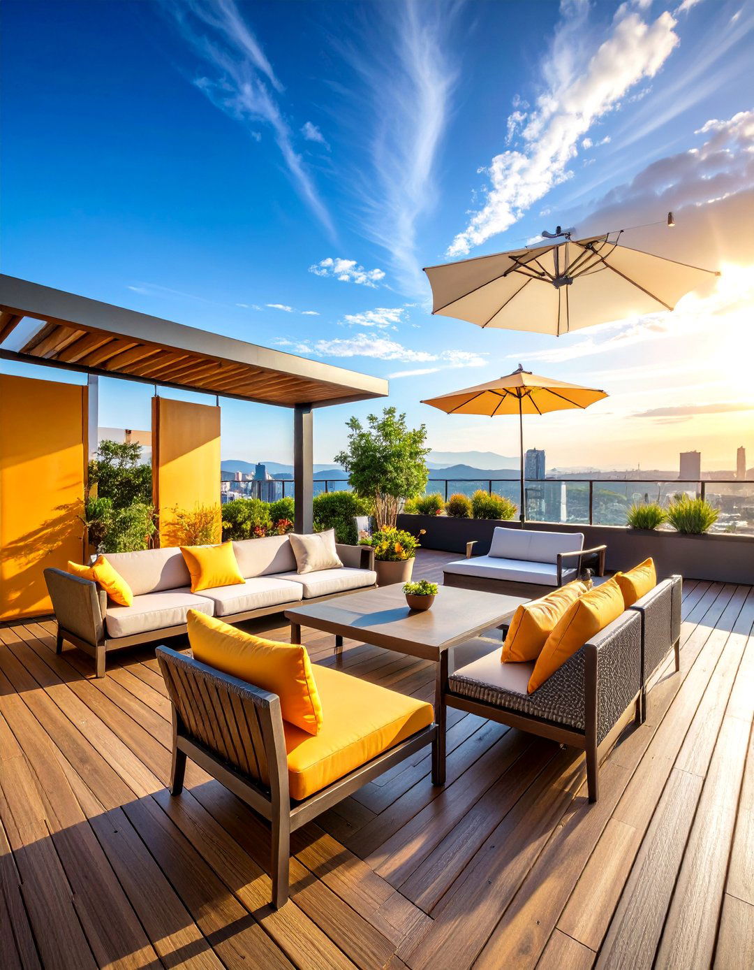 Rooftop Terrace Deck with Wind Protection - 25 Patio Deck Ideas
