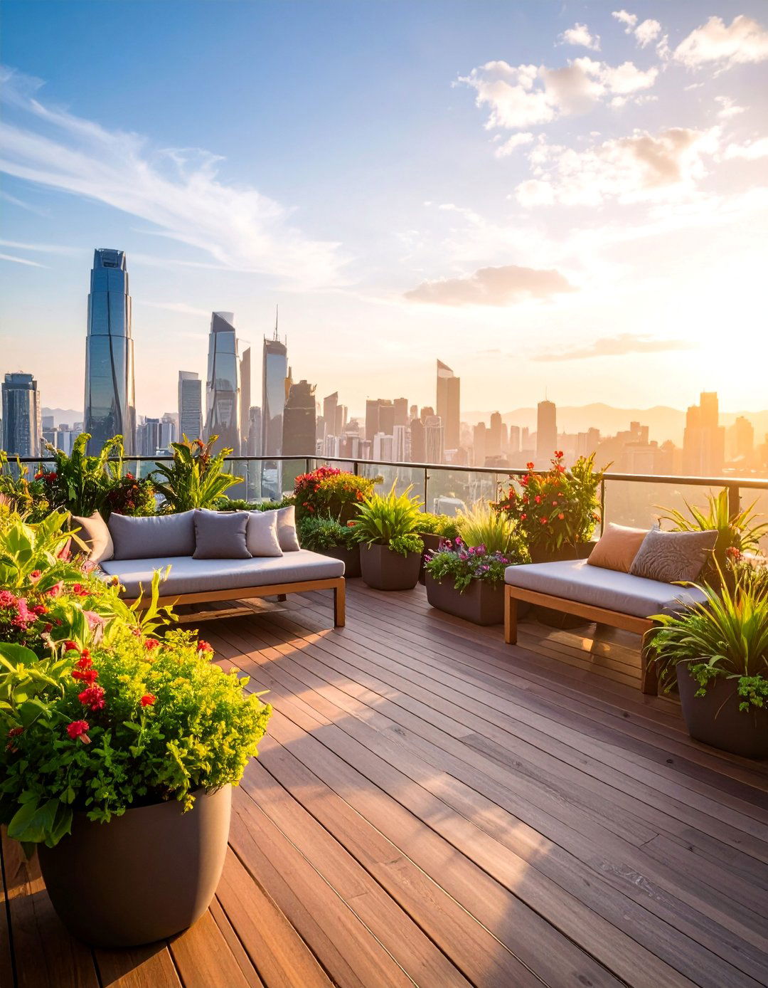 Rooftop Terrace Garden with Wind Resistant Plants - 25 Modern Small Garden Ideas