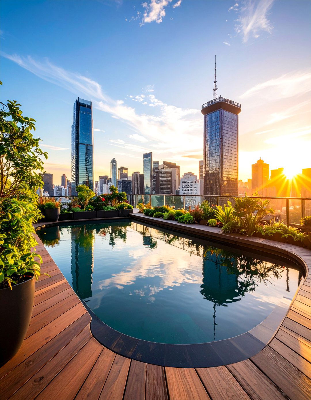Rooftop Urban Duck Pond with City Skyline Views - 25 Duck Pond Ideas