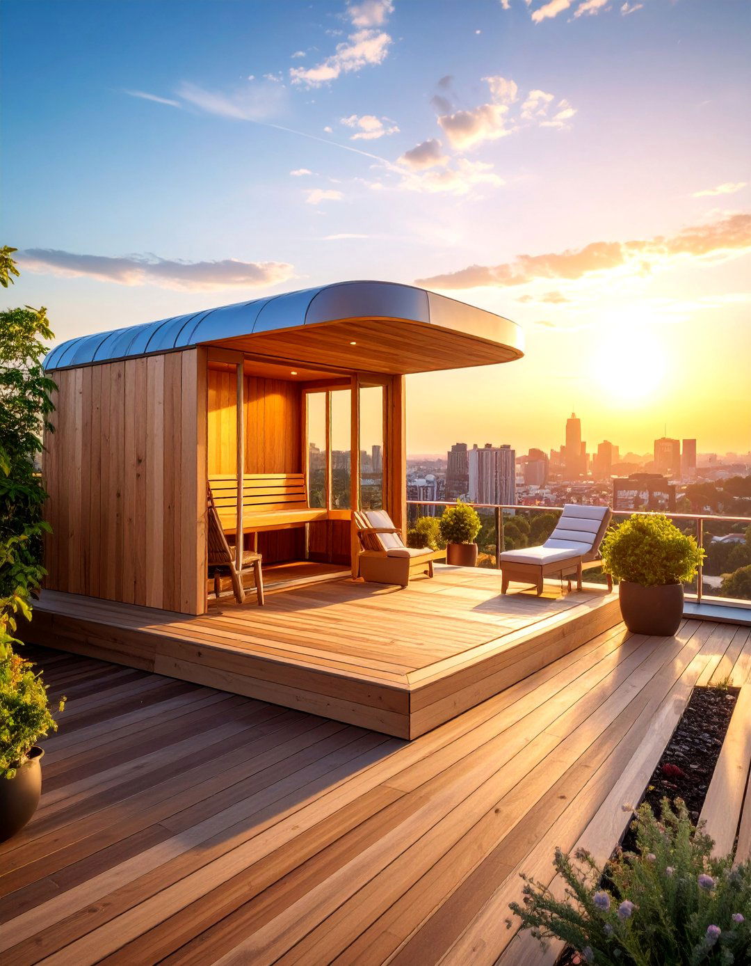 Rooftop Urban Sauna with City Views - 25 Sauna Room Design Ideas