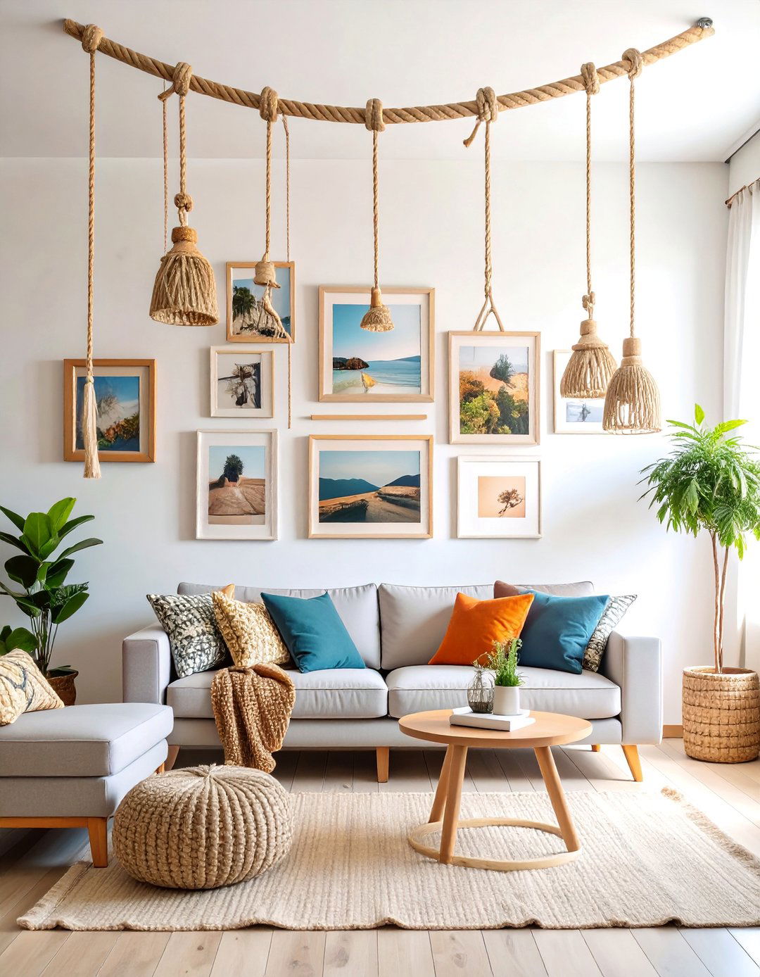 Rope Hung Gallery Display - 25 Wall Decor Ideas