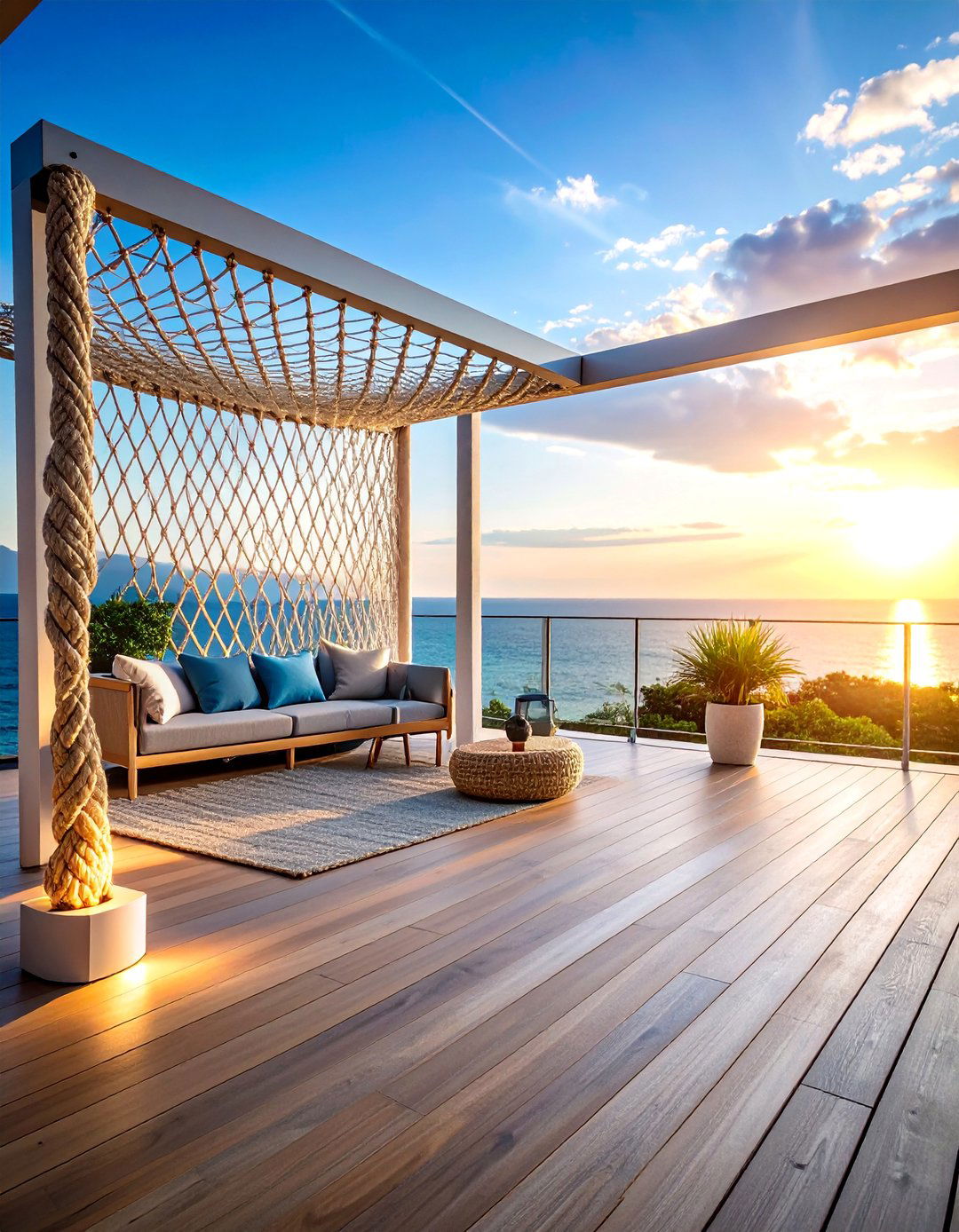 Rope Weave Privacy Screen - 25 Deck With Privacy Wall