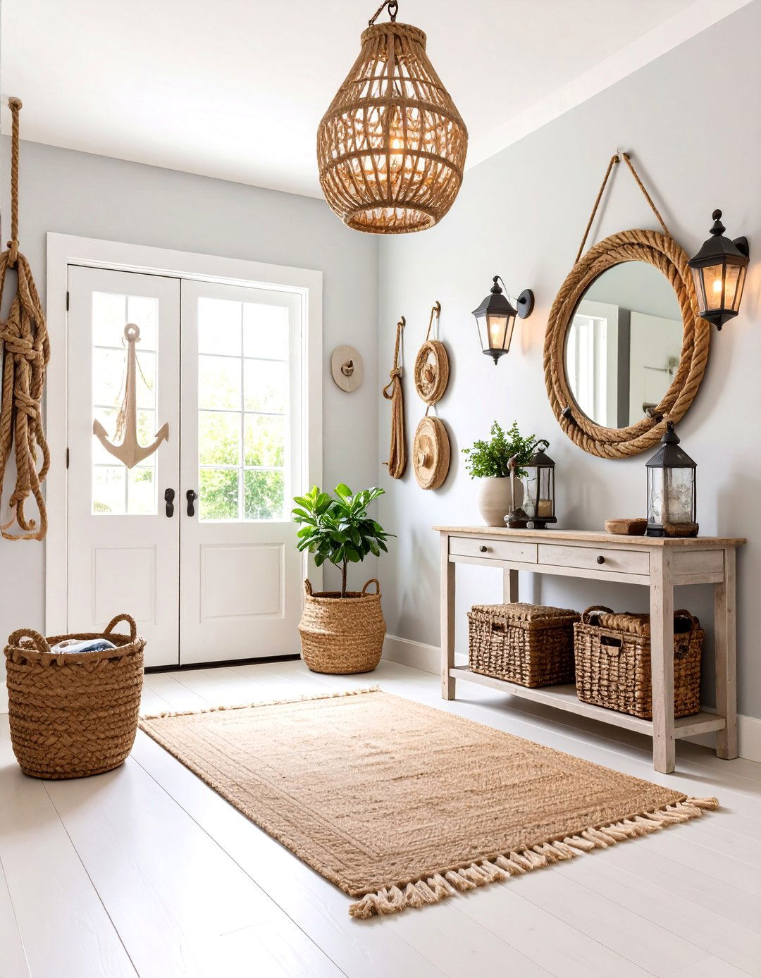 Rope and Anchor Entryway Design - 25 Nautical Decor Ideas
