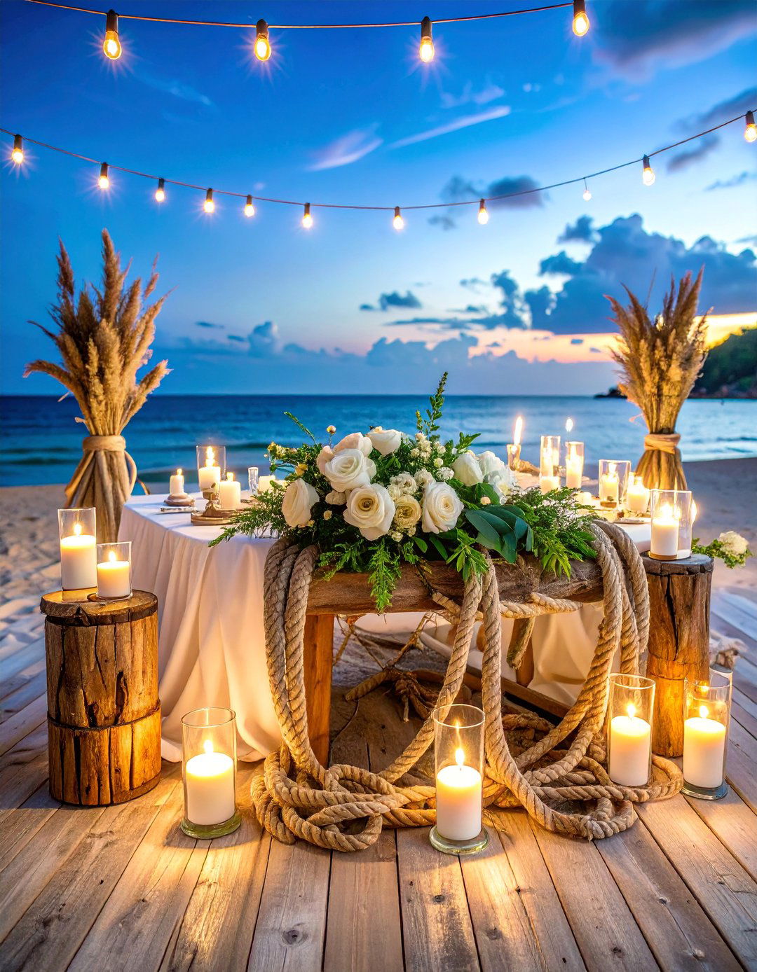 Rope and Nautical Rustic Fusion - 25 Rustic Wedding Centerpieces