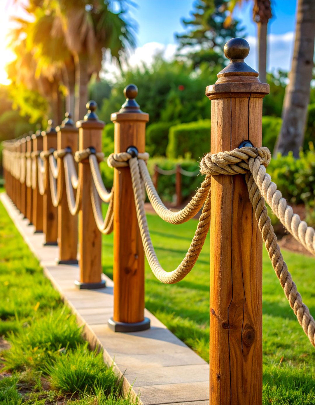 Rope and Post Nautical Theme - 25 Small Garden Fence Ideas