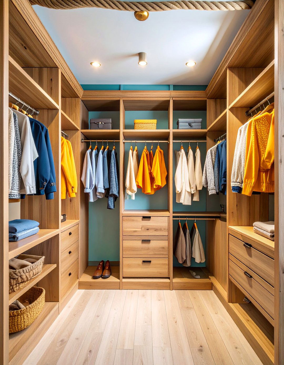 Rope and Pulley Closet System with Nautical Rustic Appeal - 25 Rustic Closet Ideas