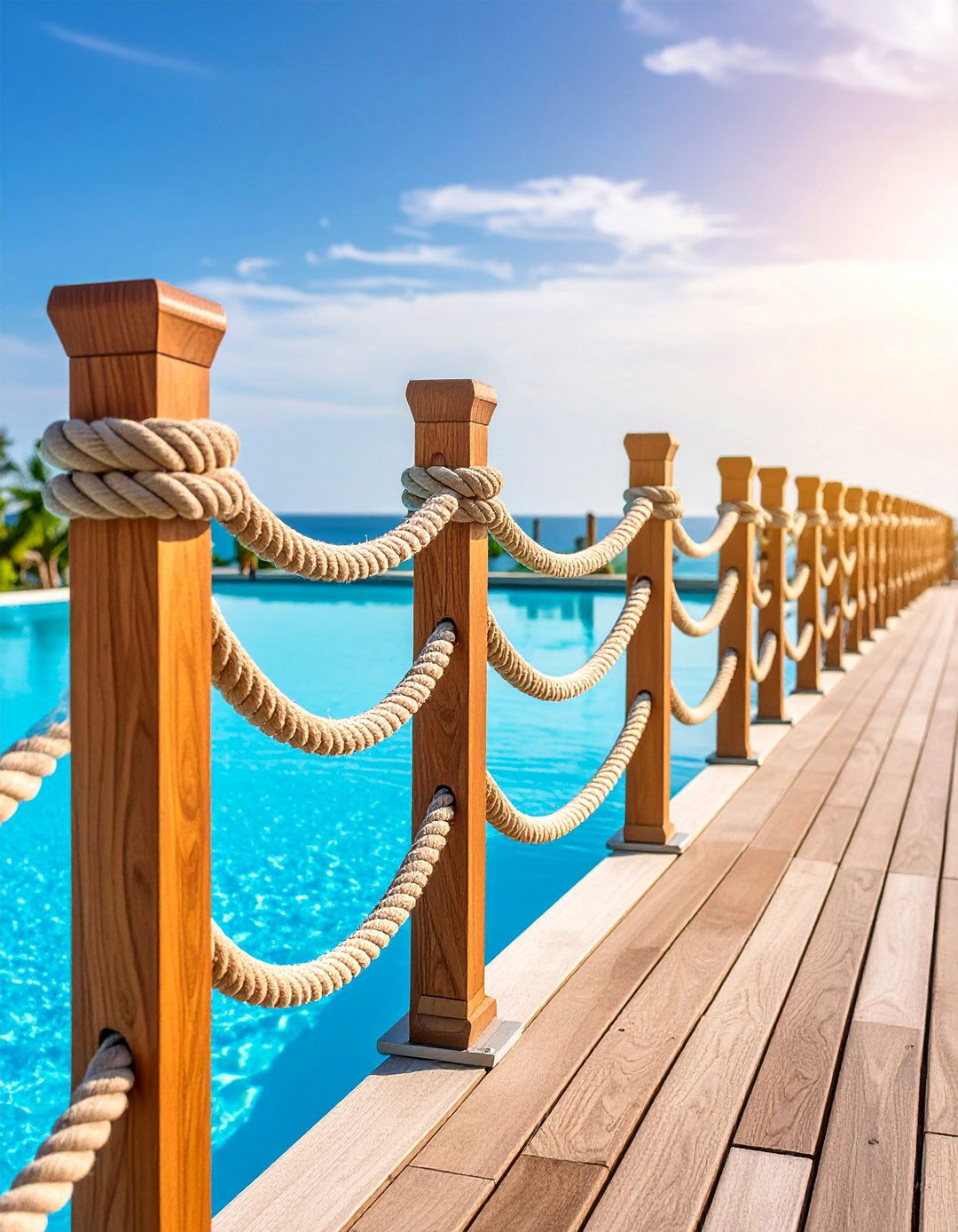 Rope and Wood Hybrid Pool Deck Railing - 25 Pool Deck Railing Ideas