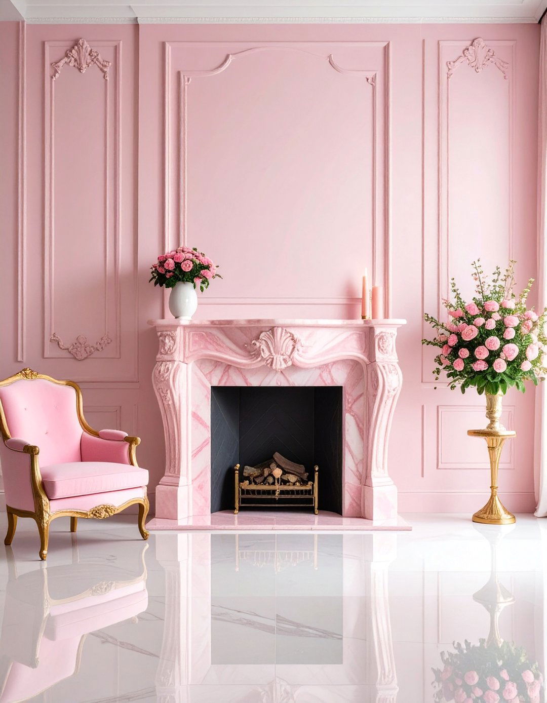 Rosa Levanto Marble Fireplace with Feminine Elegant Appeal - 25 Marble Fireplace Ideas