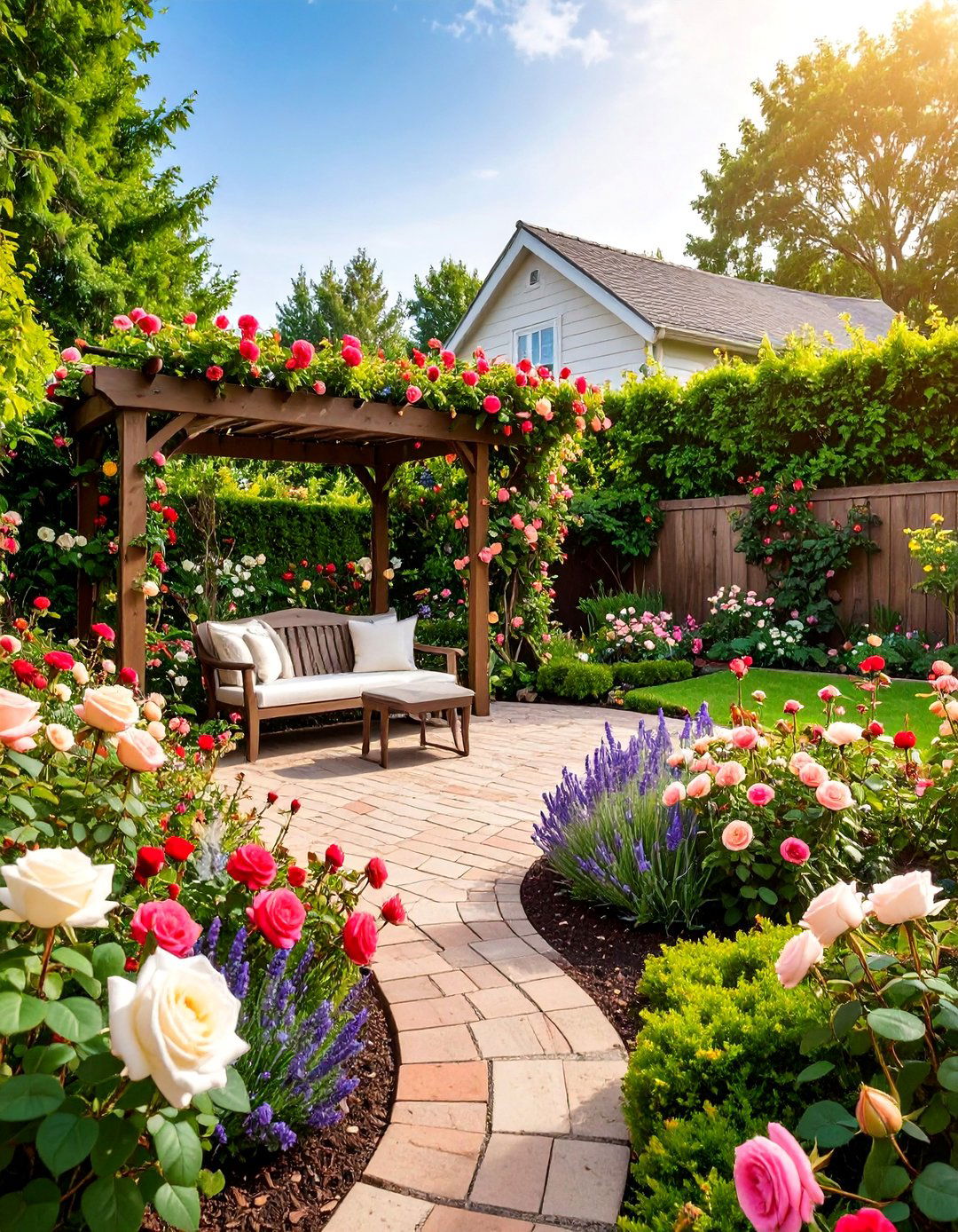 Rose Garden Corner with Fragrant Varieties - 25 Corner Garden Ideas