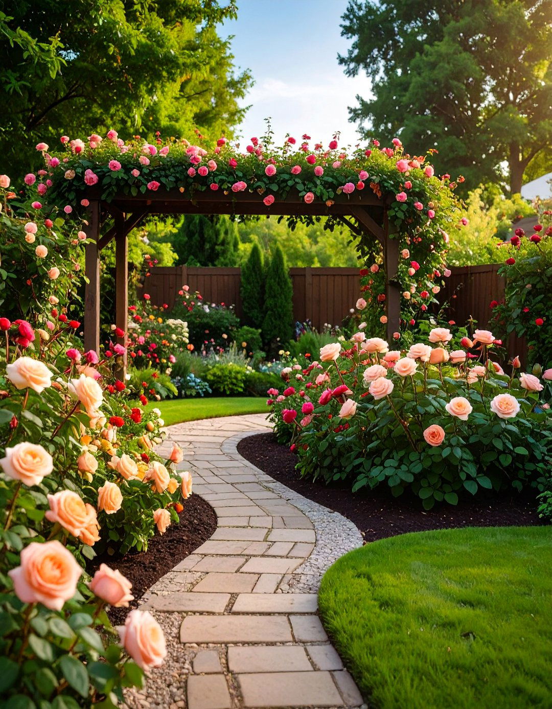 Rose Garden Showcase with Companion Planting - 25 Front Yard Landscaping Ideas