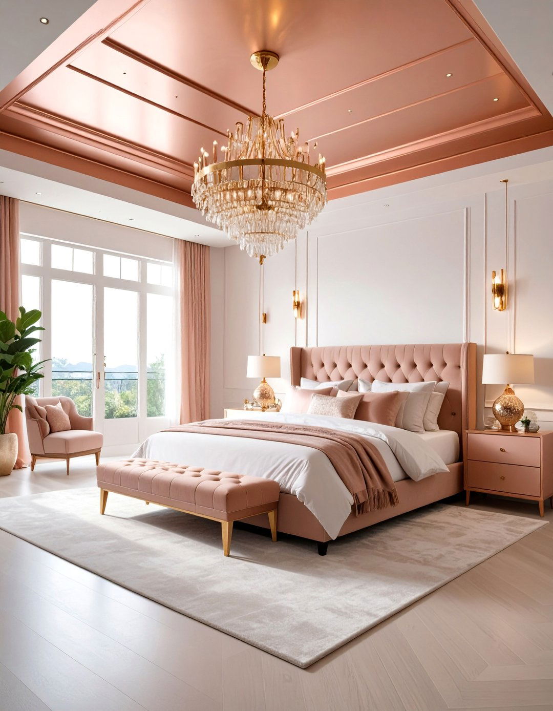 Rose Gold Ceiling Feature Bedroom Drama - 25 Rose Gold Bedroom Ideas