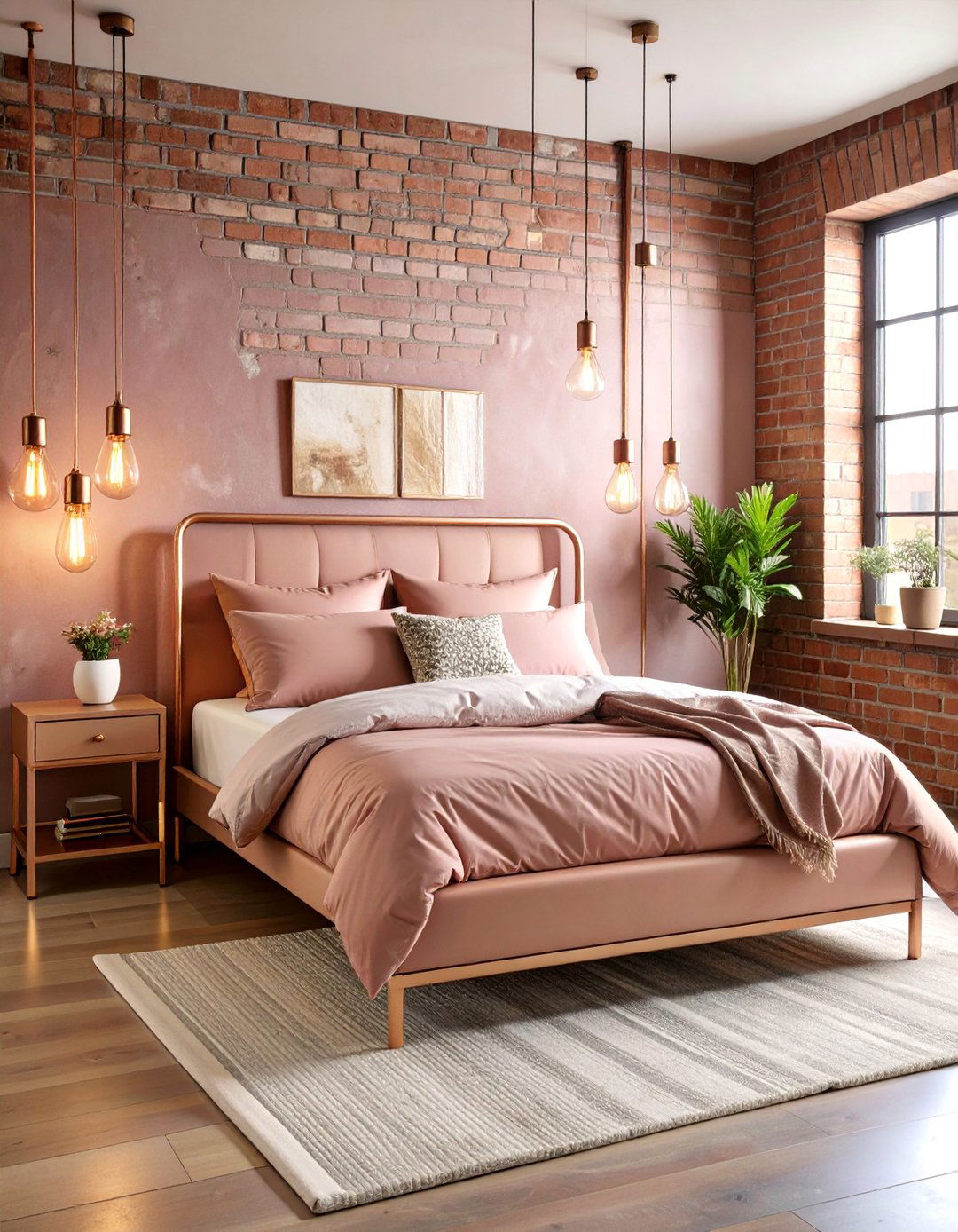 Rose Gold Industrial Chic Bedroom Loft - 25 Rose Gold Bedroom Ideas