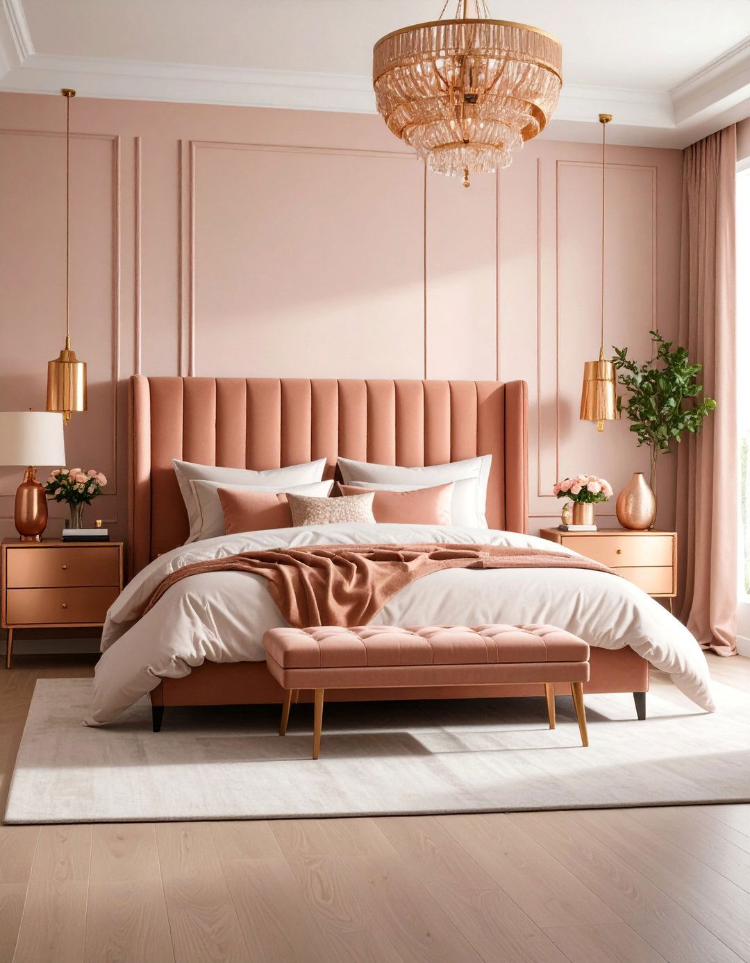 Rose Gold Mixed Metals Bedroom Harmony - 25 Rose Gold Bedroom Ideas