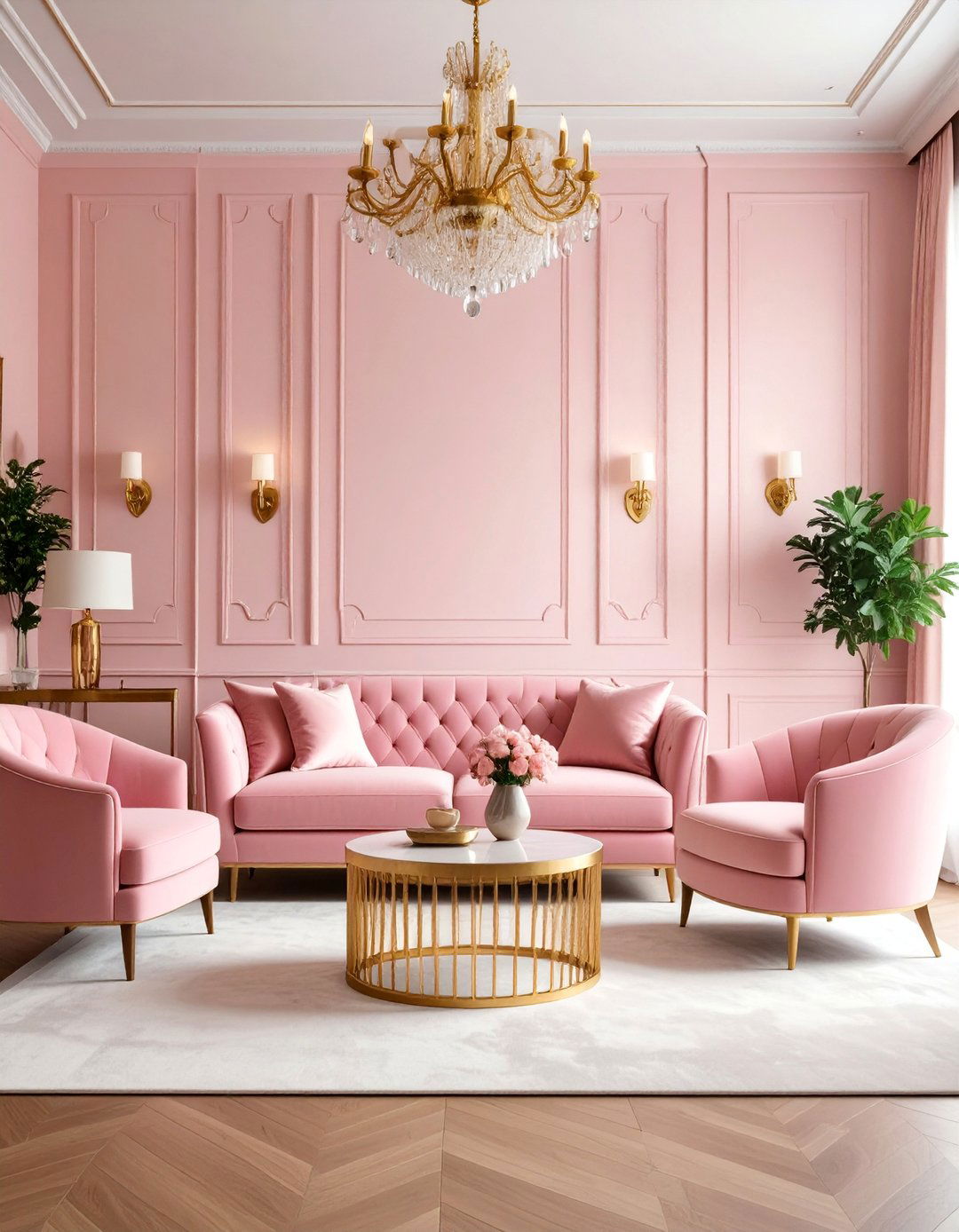 Rose Gold Pink with Warm Metallics - 25 Living Room Paint Colors