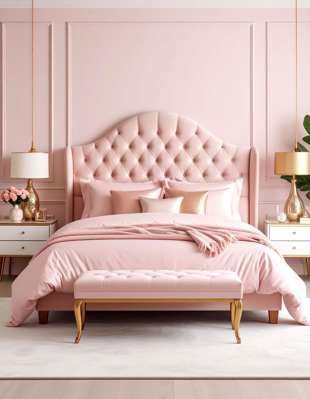 Rose Gold Romantic Retreat - 25 Gold Bedroom Ideas