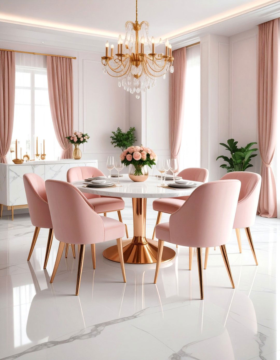 Rose Gold and Blush Romance - 25 Glam Dining Room Ideas