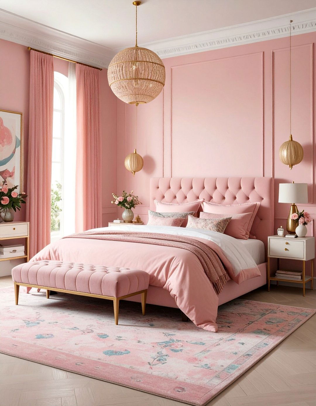 Rose Pink Maximalist Bedroom with Eclectic Patterns - 25 Pink Bedroom Ideas