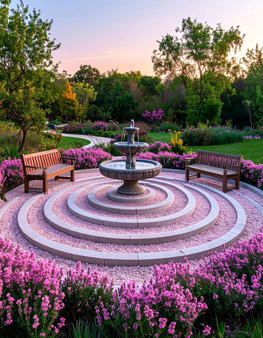 Rose Quartz Pink Meditation Labyrinth Garden - 25 Pink Garden Ideas