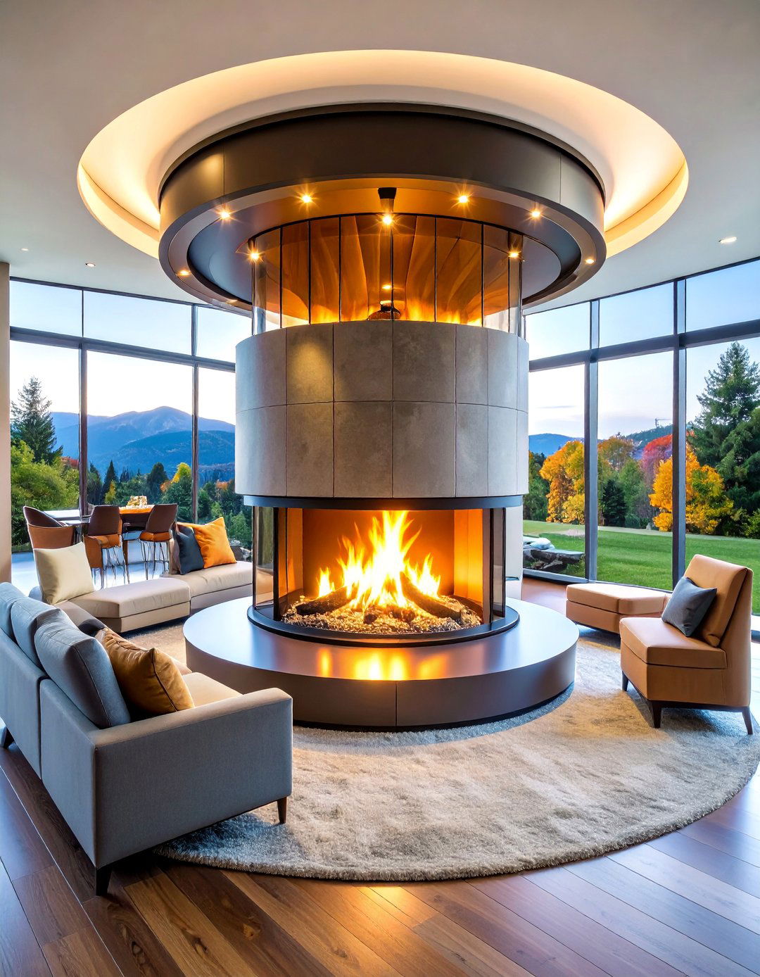 Rotating Circular Fireplace - 25 Fireplace Ideas