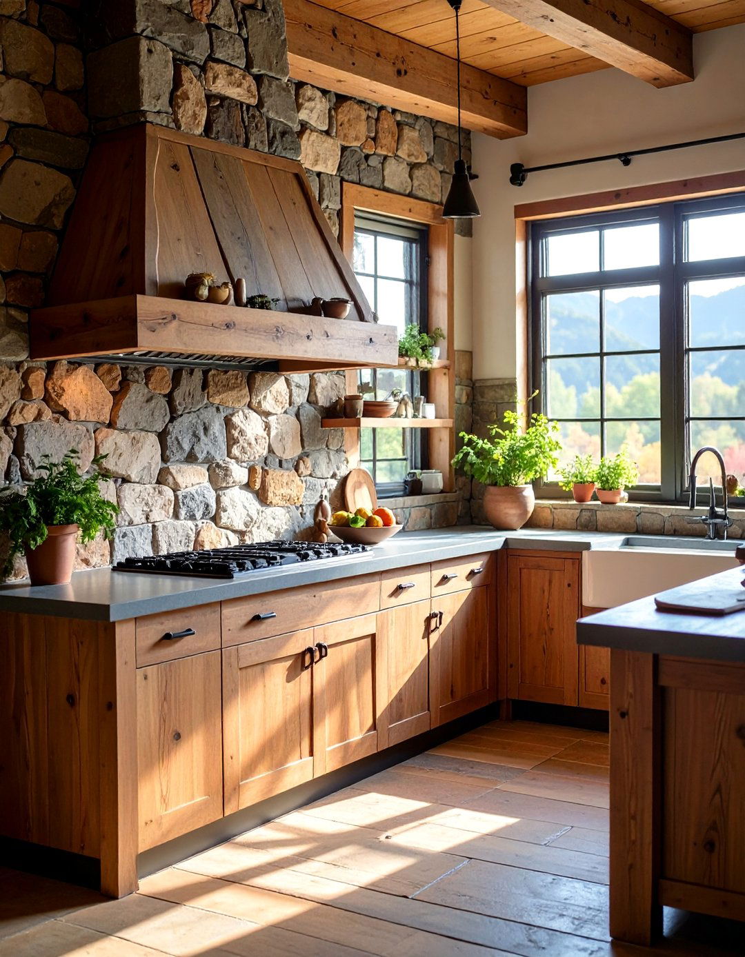 Rough Cut Stone with Mortar Gaps - 25 Rustic Backsplash Ideas