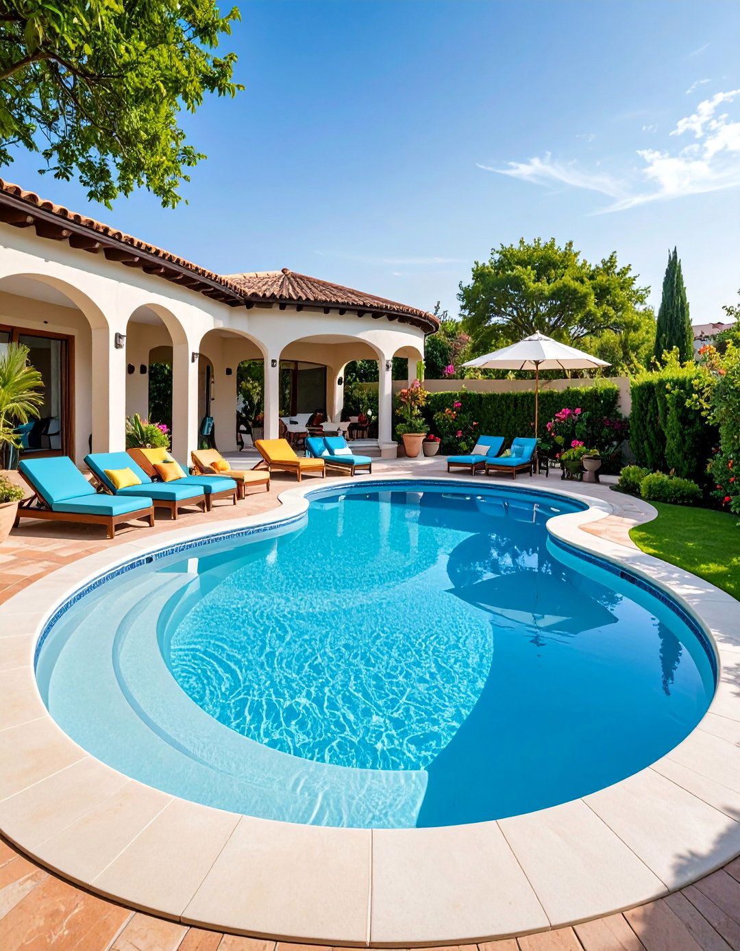 Round Cocktail Pool with Central Focus - 25 Small Pool Ideas