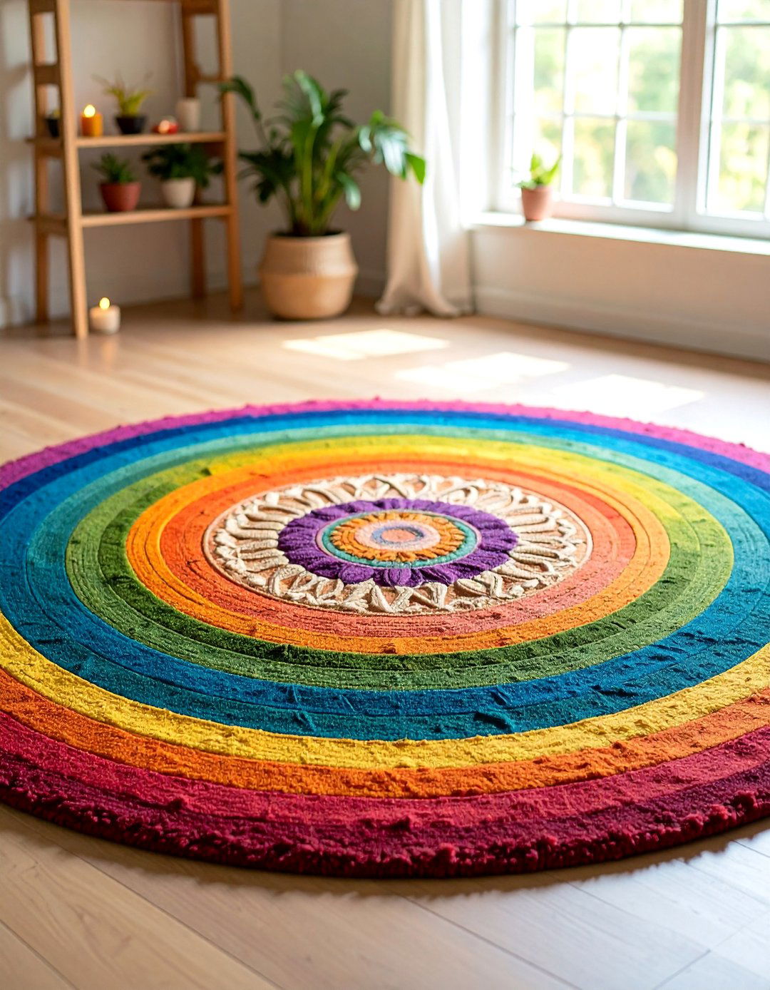 Round Mandala Meditation Boho Rug - 25 Boho Rug Ideas