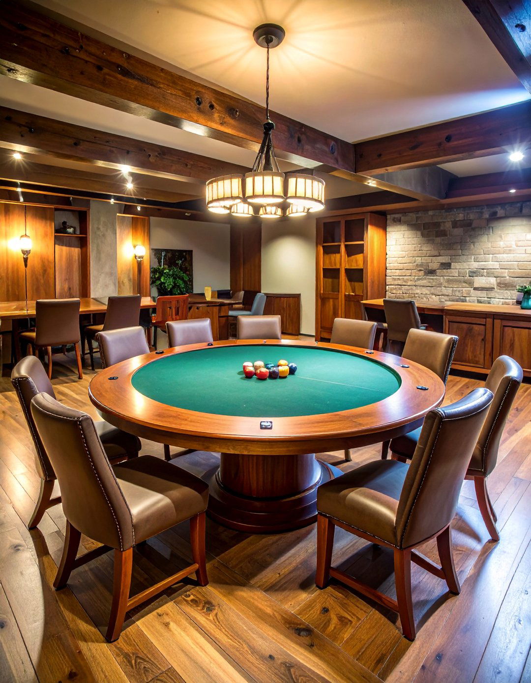 Round Pedestal Game Table with Matching Chairs - 25 Basement Furniture Ideas