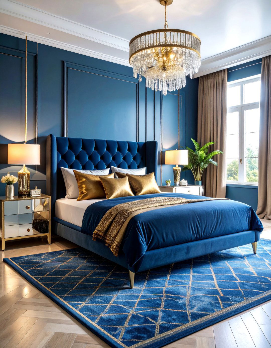 Royal Blue Art Deco Glamour Bedroom - 25 Royal Blue Bedroom Ideas