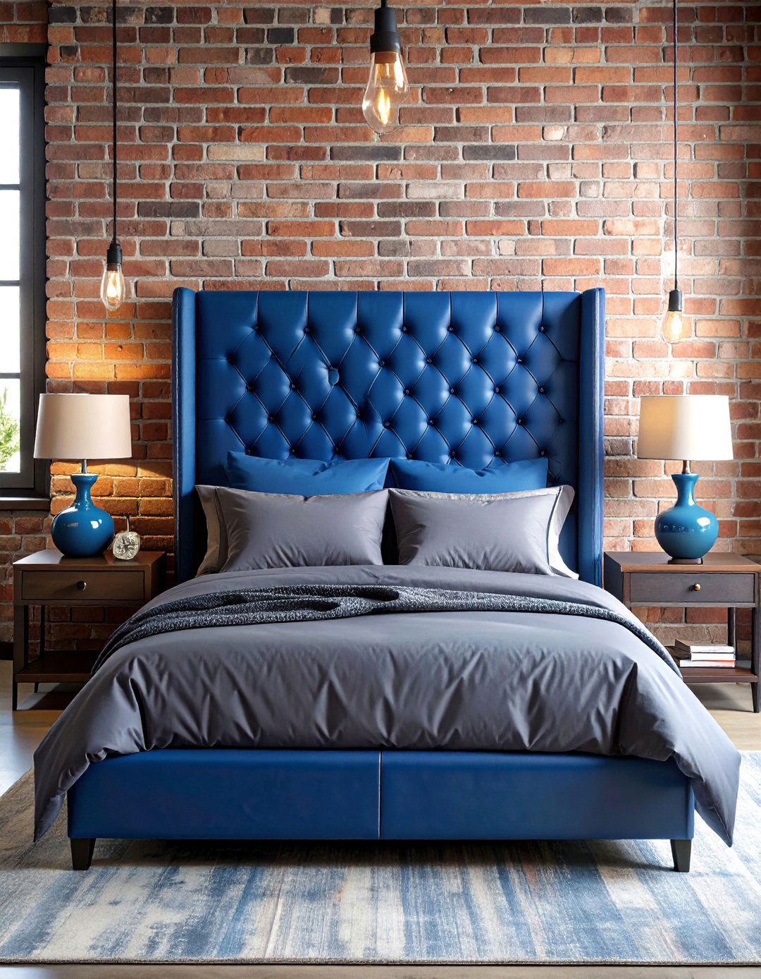 Royal Blue Industrial Loft Bedroom - 25 Royal Blue Bedroom Ideas