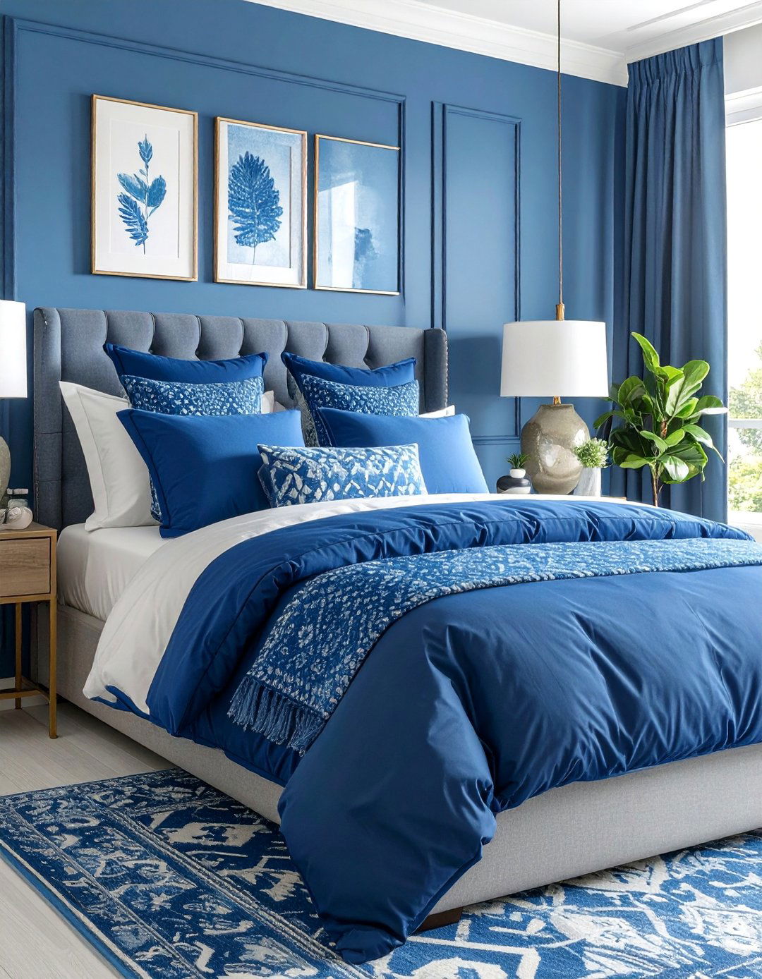 Royal Blue Maximalist Bedroom with Bold Patterns - 25 Royal Blue Bedroom Ideas