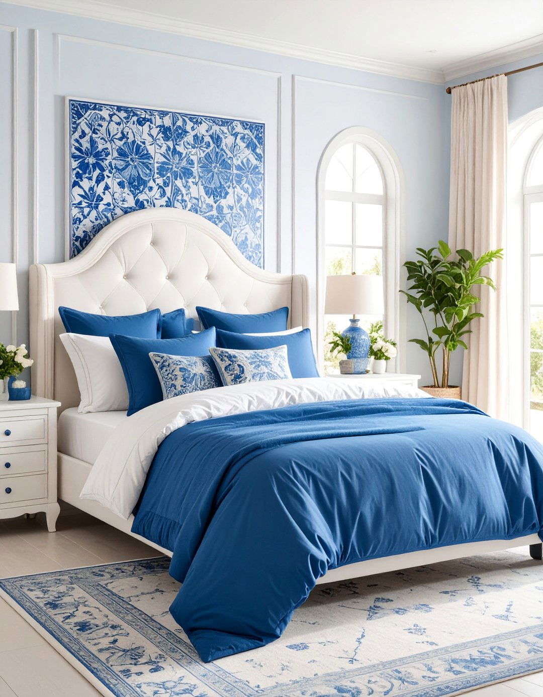 Royal Blue Mediterranean Bedroom with Tile Accents - 25 Royal Blue Bedroom Ideas