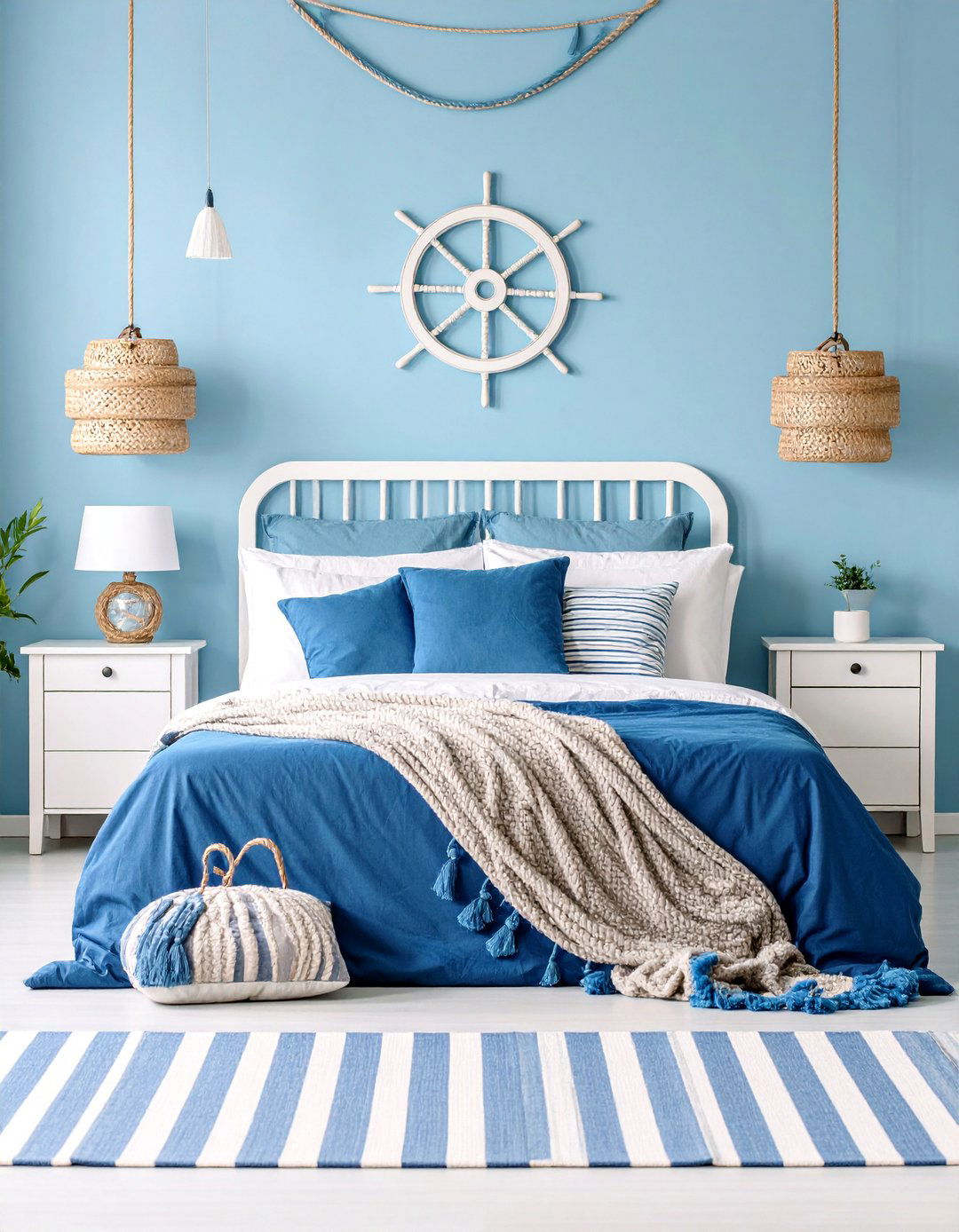 Royal Blue Nautical Bedroom with Rope Accents - 25 Royal Blue Bedroom Ideas