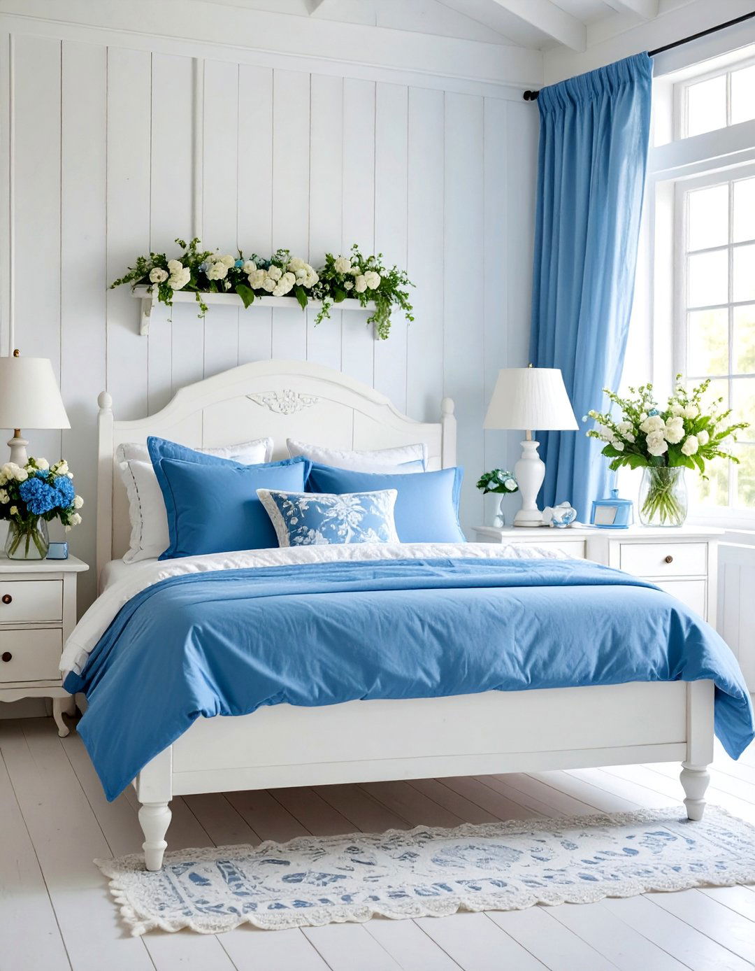 Royal Blue Shabby Chic Bedroom with Distressed Elements - 25 Royal Blue Bedroom Ideas